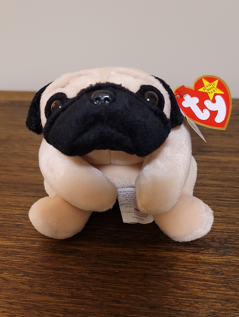 Ty Pugsly Plush in Cream and Black Accents
